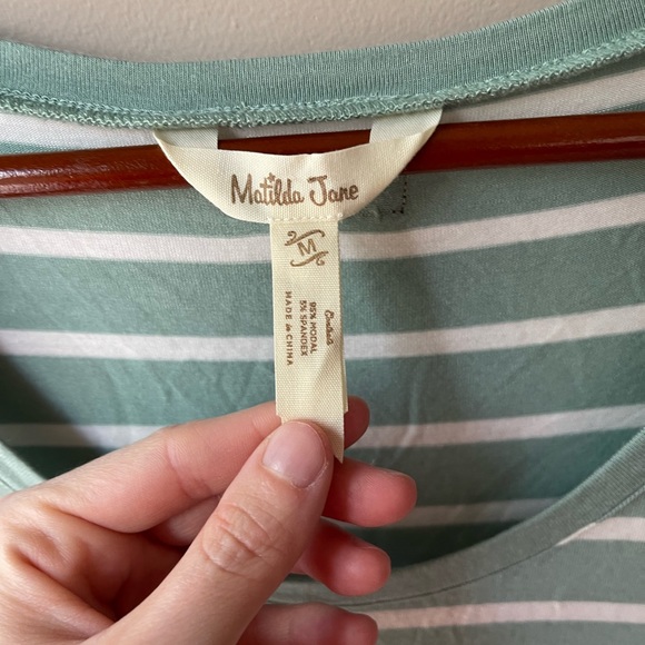 Matilda Jane Happy and Free Tunic Dress Cool Mist Striped Short Sleeve Medium - Picture 3 of 3